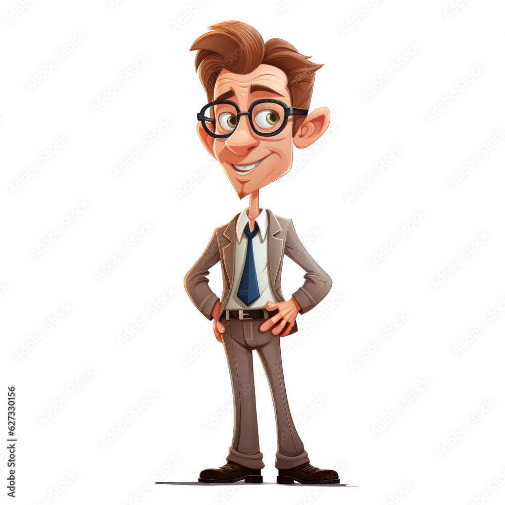 Entrepreneur cartoon character isolated on transparent background. Generative AI