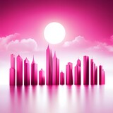 Pink buildings on a pink background