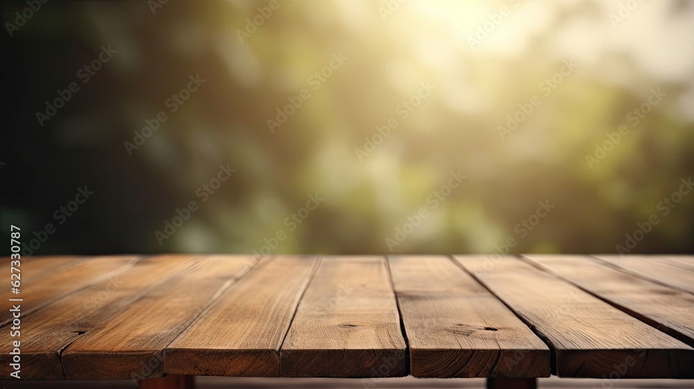 Wooden table in front of blurred background. Perspective brown wood table with bokeh. Wooden table in front of blurred background. Perspective brown wood table with bokeh.