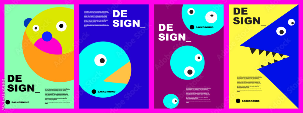 Naklejka premium abstract flat background set for banner, poster, template, design, flyer, brochure, etc