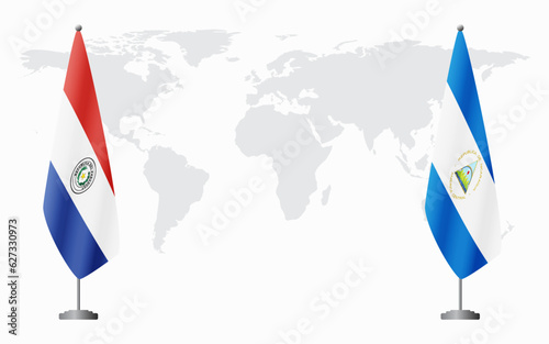 Paraguay and Nicaragua flags for official meeting