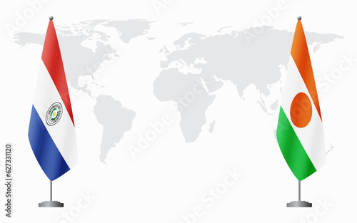 Paraguay and Niger flags for official meeting