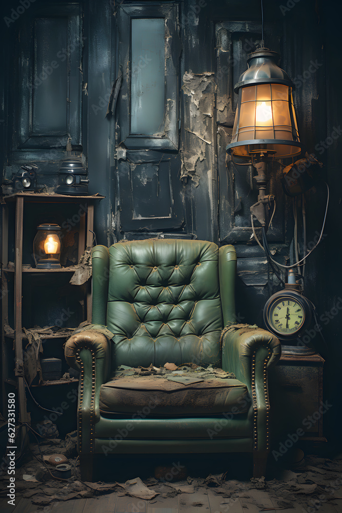Haunted Nightmares: Unveiling the Terrors of a Creepy Haunted House Interior - Creepy haunted house, Interior, Bone-chilling, Ominous atmosphere, Dimly lit rooms, Tattered furniture, Eerie artifacts