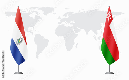 Paraguay and Oman flags for official meeting