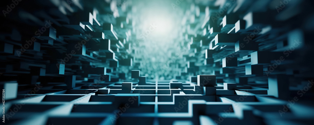 Obraz premium Abstract digital background. Data universe illustration. Ideal for depicting network abilities, technological processes, digital storages, science, education, etc.