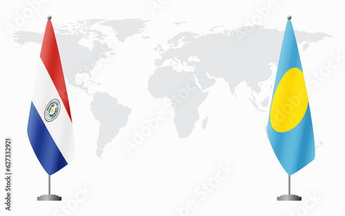Paraguay and Palau flags for official meeting