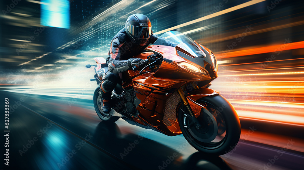moto esportivo em alta velocidade 