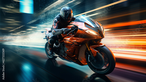 moto esportivo em alta velocidade  photo
