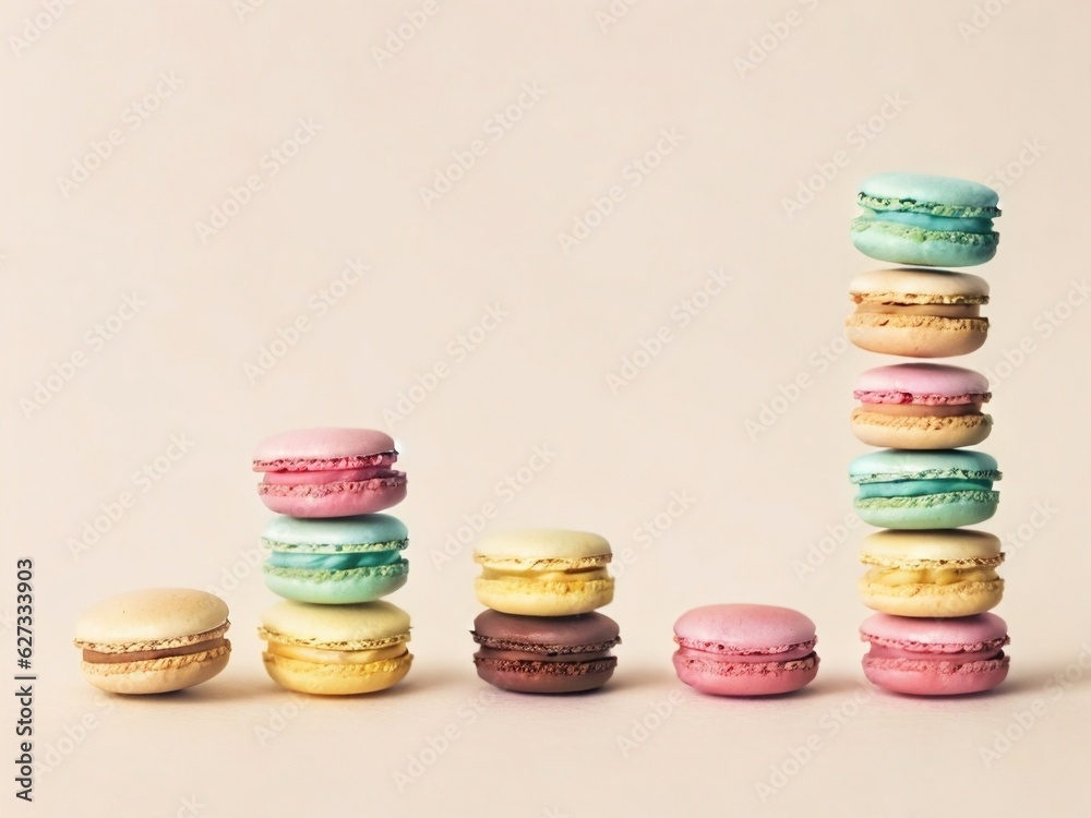 colorful macaroons on a beige background colorful macaroons on a beige background
