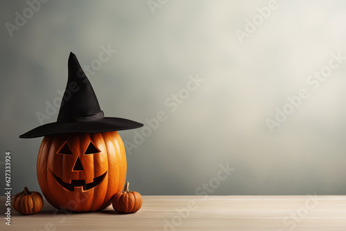 Pumpkin Halloween with copy space (Generative AI)