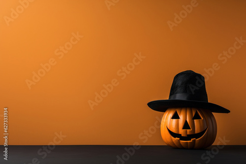 Pumpkin Halloween with copy space (Generative AI)