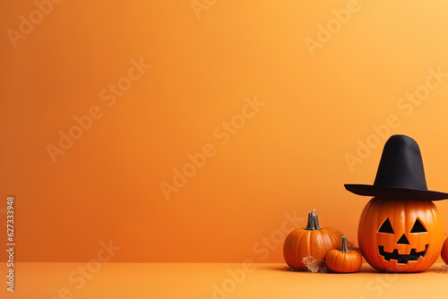 Pumpkin Halloween with copy space (Generative AI)