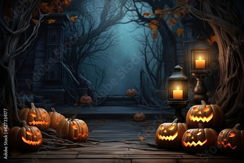 Halloween Spooky Nighttime Scene (Generative AI)