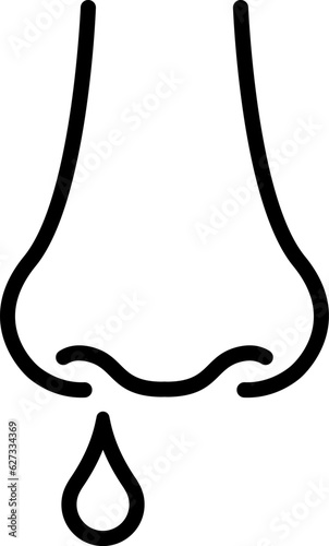 Runny nose icon in outline style. Vector.
