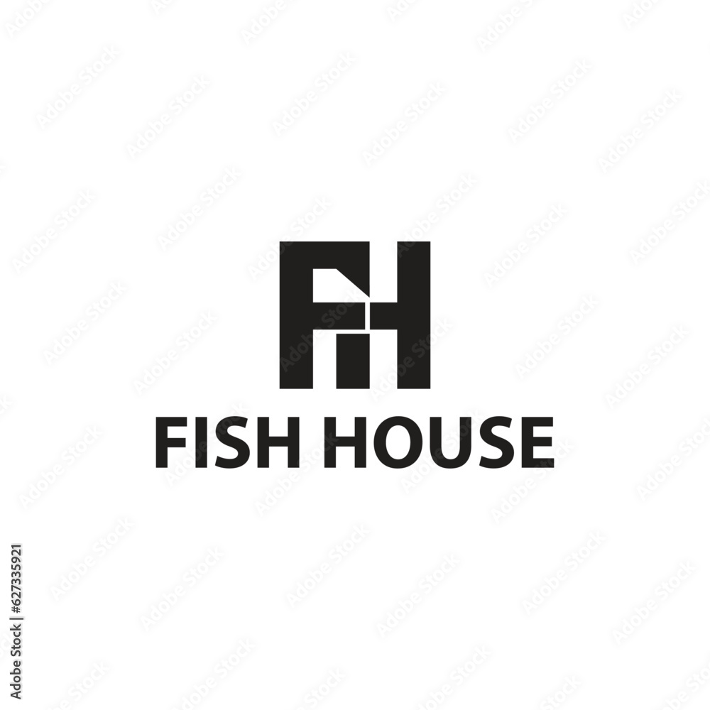 Fish House logo design letter fh Fish House logo design letter fh