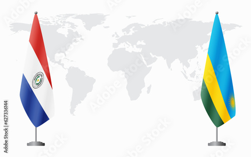Paraguay and Rwanda flags for official meeting