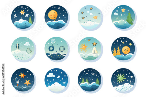 Weather forecast icons isolated on a white background