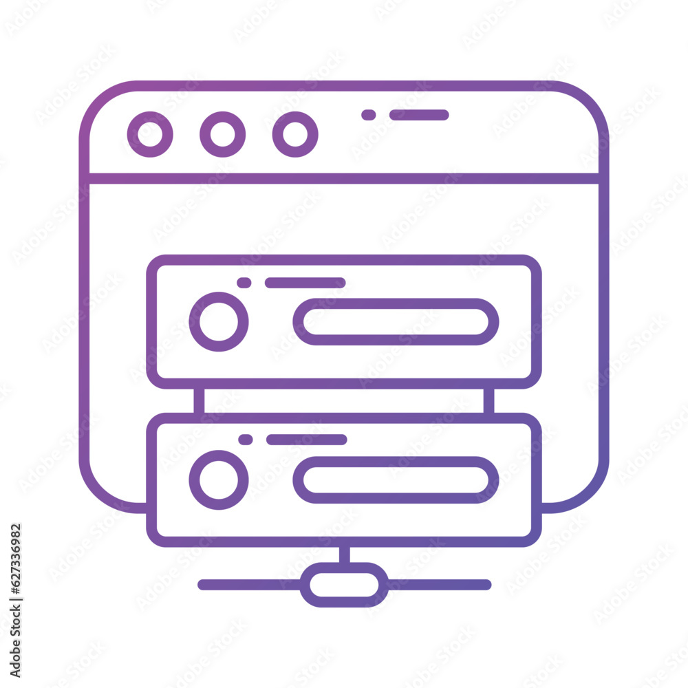 Web Page with data server denoting web hosting concept vector, web server icon Web Page with data server denoting web hosting concept vector, web server icon