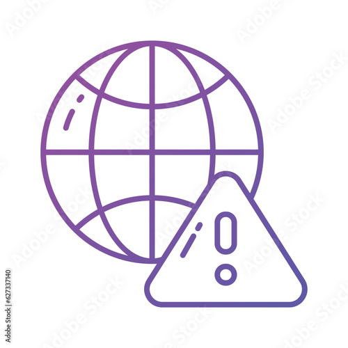 World globe with exclamation mark denoting global economy warning vector design