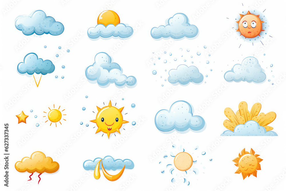 Weather forecast icons isolated on a white background