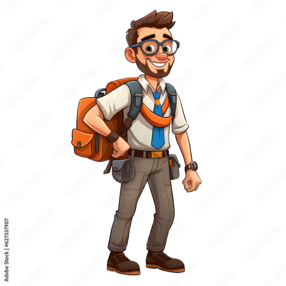 Flight Instructor cartoon character isolated on transparent background. Generative AI