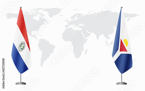 Paraguay and Saint Martin flags for official meeting