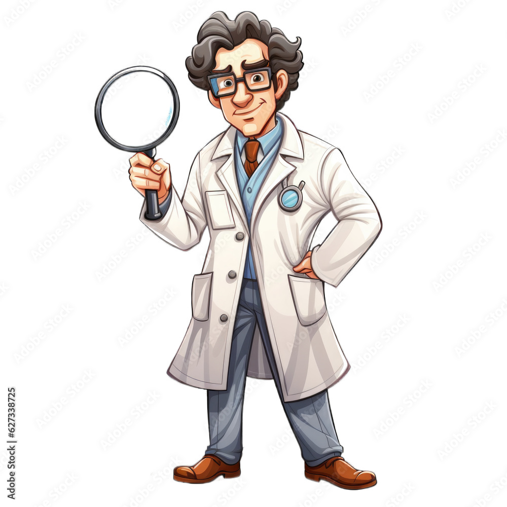 Forensic Scientist cartoon character isolated on transparent background. Generative AI Forensic Scientist cartoon character isolated on transparent background. Generative AI