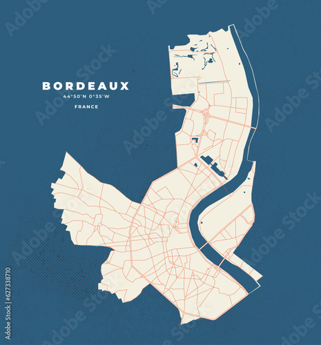 Bordeaux map vector poster flyer