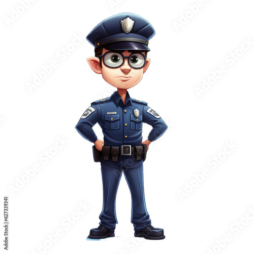 Police Officer cartoon character isolated on transparent background. Generative AI