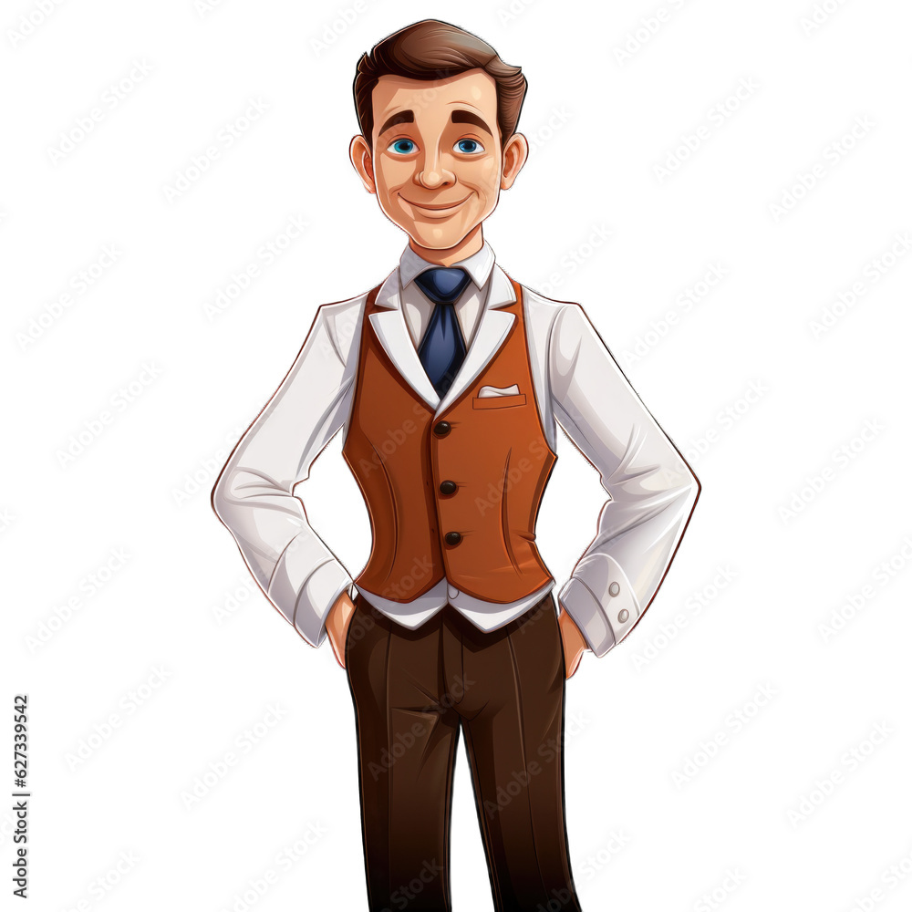 Hotel Manager cartoon character isolated on transparent background. Generative AI Hotel Manager cartoon character isolated on transparent background. Generative AI