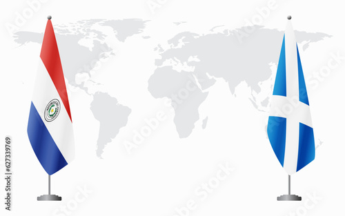 Paraguay and Scotland flags for official meeting