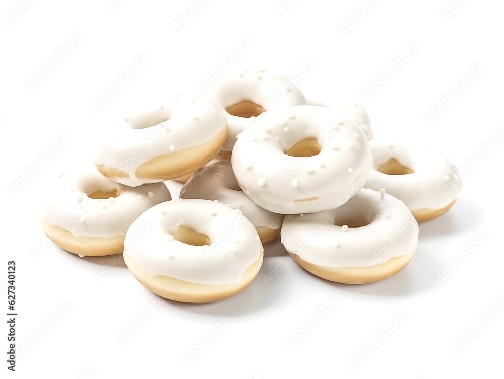 White chocolate donuts isolated on white background. White chocolate donuts isolated on white background.