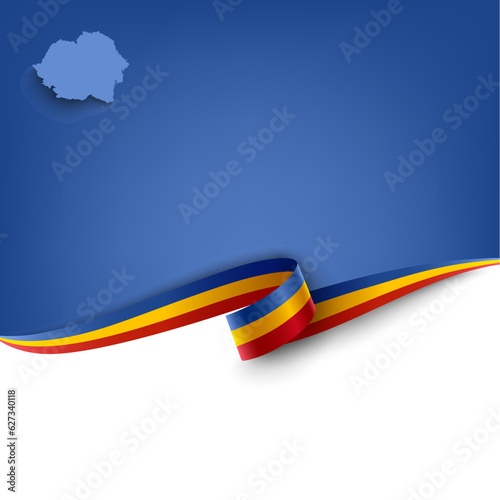 Document with ribbon and map Romania template