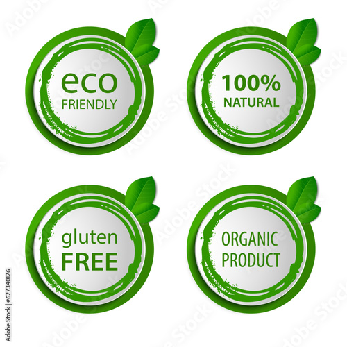 Eco stickers icons in green design