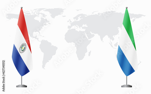 Paraguay and Sierra Leone flags for official meeting