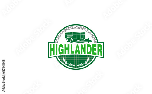 Highlander Garbage Truck Logo Design. Dump Trailer Logo. Dumpster Template
