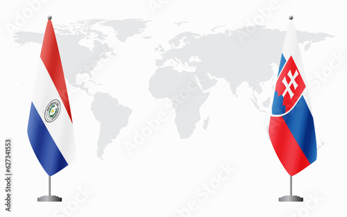 Paraguay and Slovakia flags for official meeting