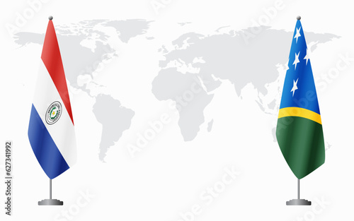 Paraguay and Solomon Islands flags for official meeting