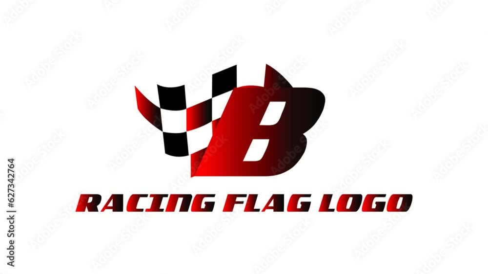 animation video of the racing flag and the letter B, suitable for opening racing sports advertisements, etc