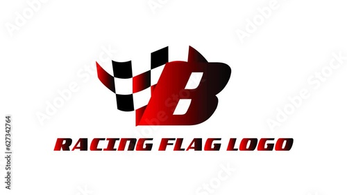 animation video of the racing flag and the letter B, suitable for opening racing sports advertisements, etc