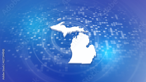 Michigan State (USA) 3D Map on Minimal Corporate Background
Multi Purpose Background with Ripples and Boxes with 3D State Map
Useful for Politics, Elections, Travel, News and Sports Events