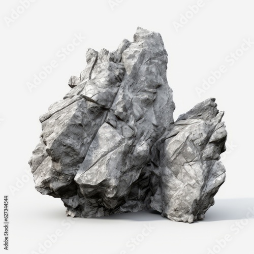 Mountain rock stone isolated white background.