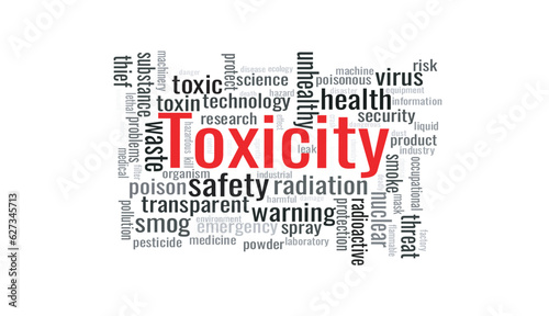 Illustration in the form of a cloud of words related to toxicity.