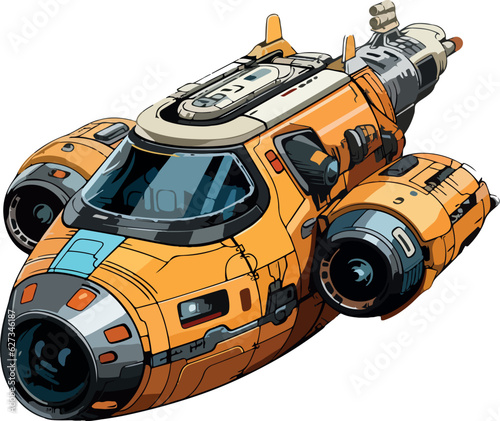 illustration of a spaceship, retro futuristic 
