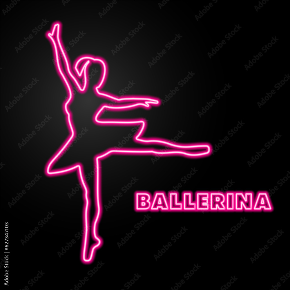 ballerina neon sign, modern glowing banner design, colorful modern design trend on black background. Vector illustration. ballerina neon sign, modern glowing banner design, colorful modern design trend on black background. Vector illustration.