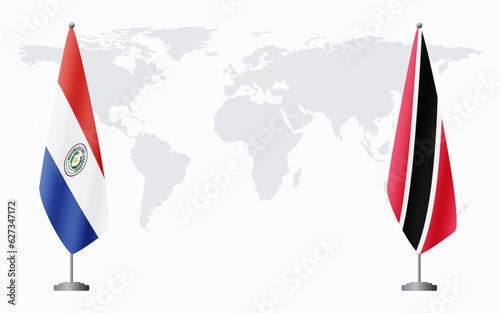 Paraguay and Trinidad and Tobago flags for official meeting