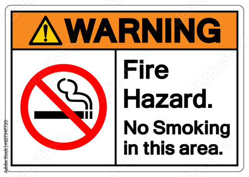 Warning Fire Hazard No Smoking In This Area Symbol Sign, Vector Illustration, Isolated On White Background Label. EPS10