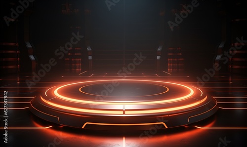 Abstract circle HUD sci-fi podium background