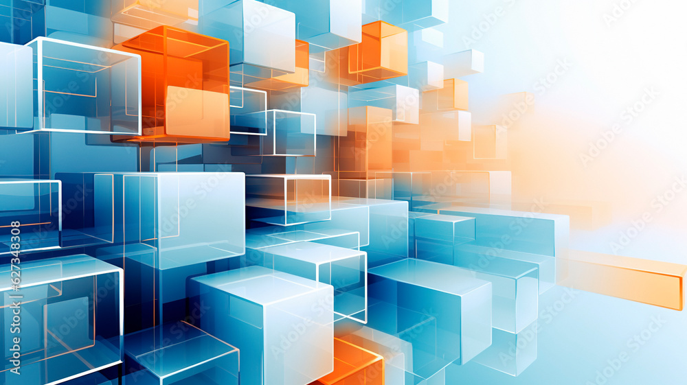 abstract blue and orange background with cubes abstract blue and orange background with cubes