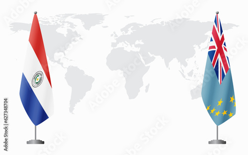 Paraguay and Tuvalu flags for official meeting
